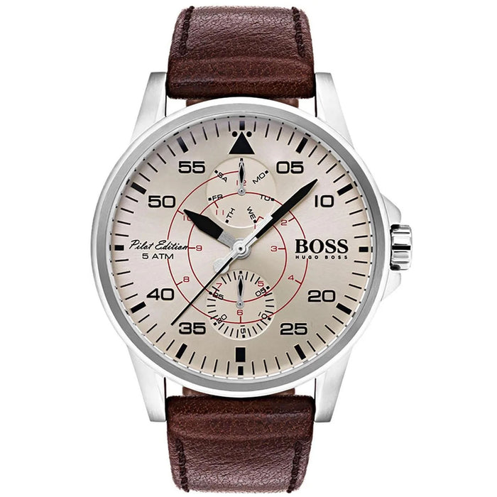 Hugo Boss Men's Pilot Aviator Beige Dial Watch - 1513516