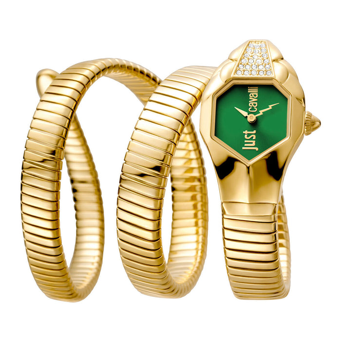 Just Cavalli Women's Glam Snake Green Dial Watch - JC1L022M0065