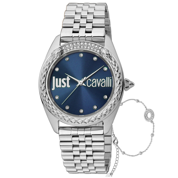 Just Cavalli Women's Glam Chic Snake Blue Dial Watch - JC1L195M0055