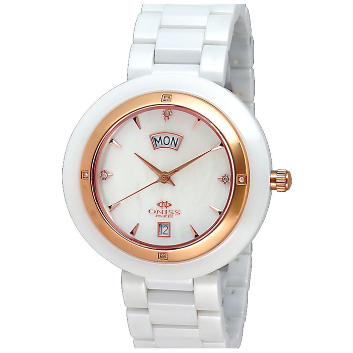 Oniss Women's Luxur  White Dial Watch - ON609-MRG WWHT