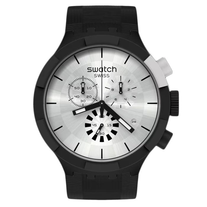 Swatch Men's Chequered Silver Dial Watch - SB02B404