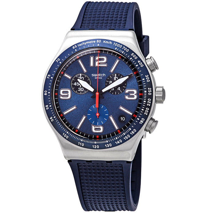 Swatch Men's Blue Grid Blue Dial Watch - YVS454