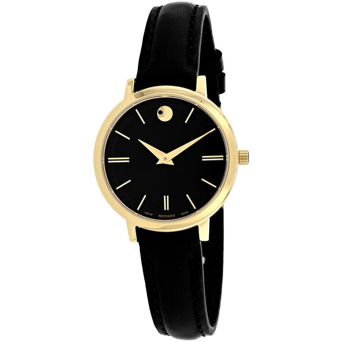 Movado Women's Ultra Slim Black Dial Watch - 607095