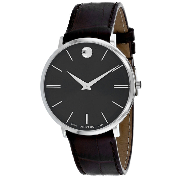 Movado Men's Ultra slim Black Dial Watch - 607172