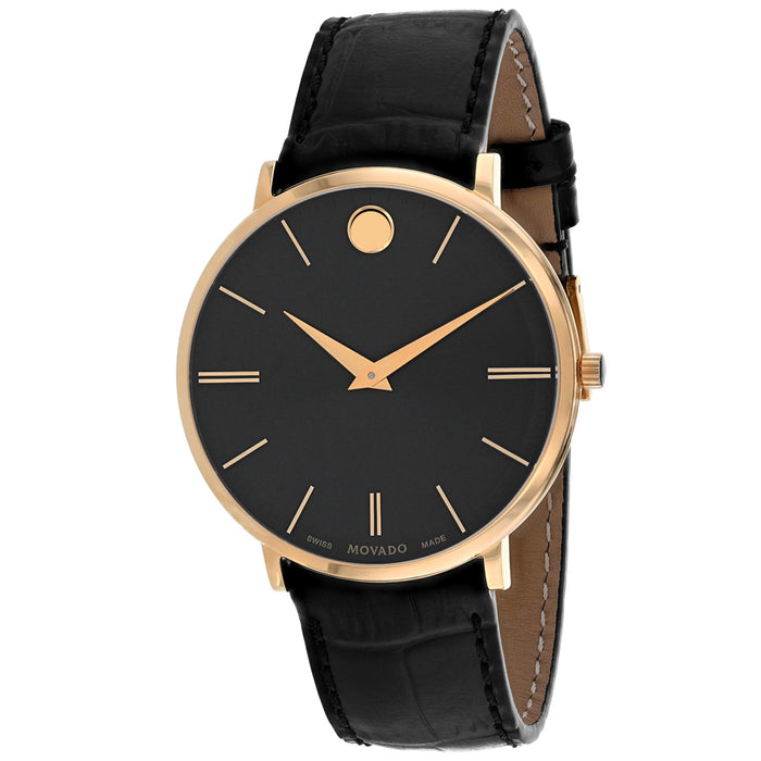 Movado Men's Ultra slim Black Dial Watch - 607173