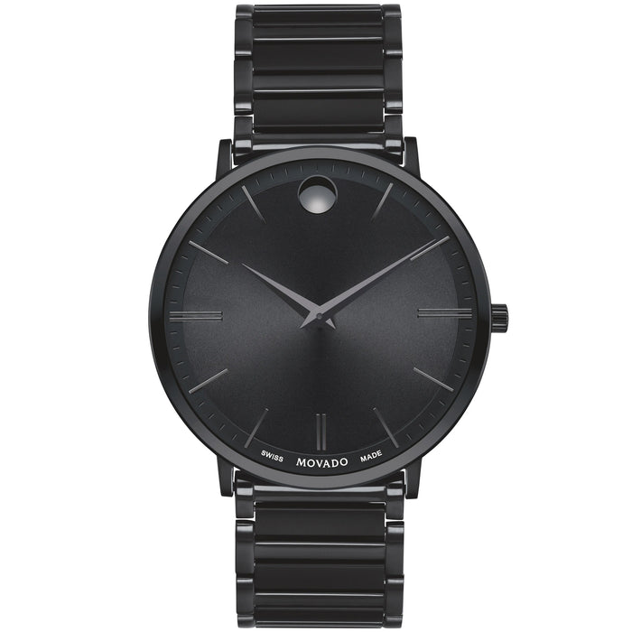 Movado Men's Ultra Slim Black Dial Watch - 607210