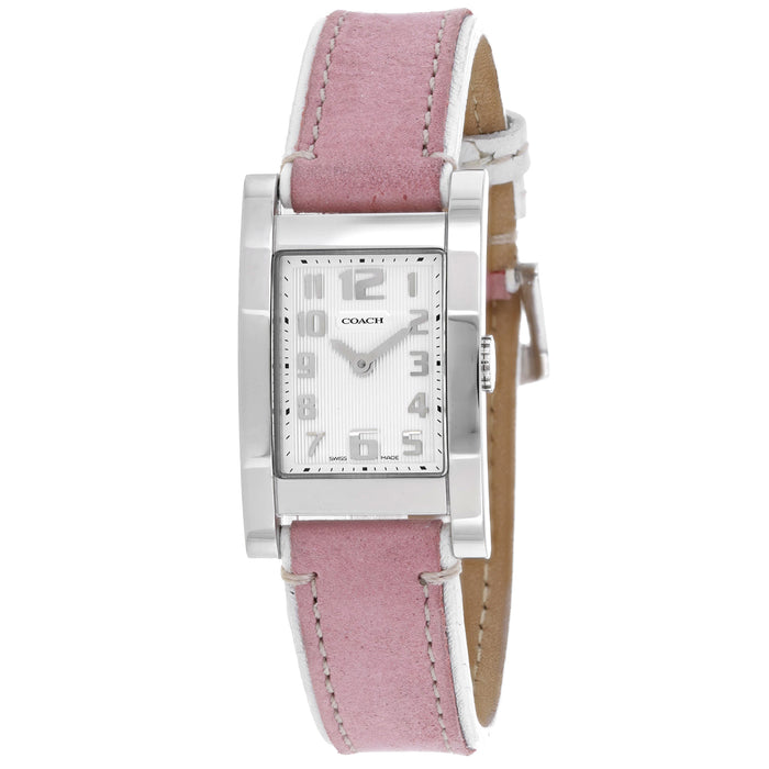 Coach Women's Pink Leather Silver Quartz White Dial Watch - 14500532