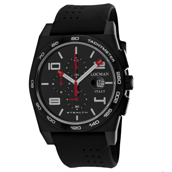 Locman Men's Stealth Black Dial Watch - 209BKPVBKRDBKR