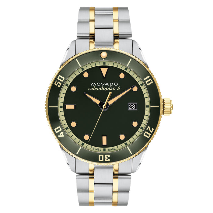 Movado Men's Calendoplan Green Dial Watch - 3650127