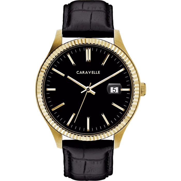 Caravelle Men's Dress Black Dial Watch - 44B118