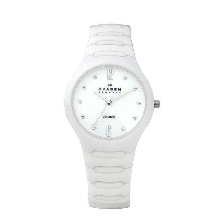 Skagen Women's Ceramic White Dial Watch - 817SSXC
