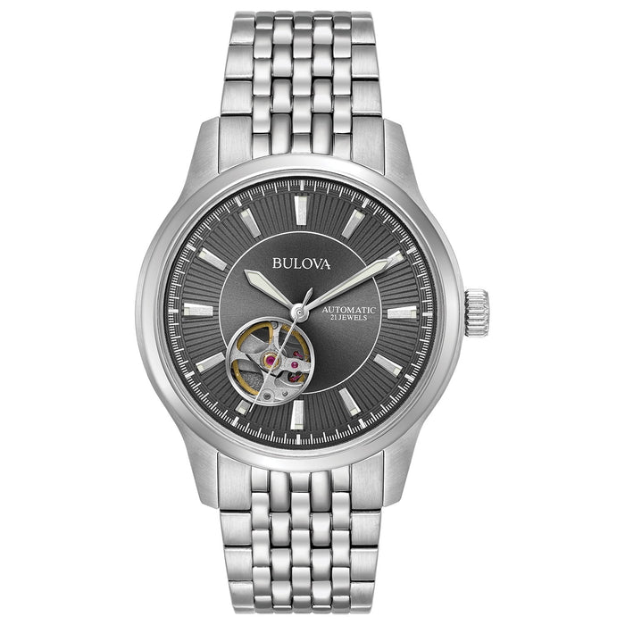 Bulova Men's Skeleton Gray Dial Watch - 96A190