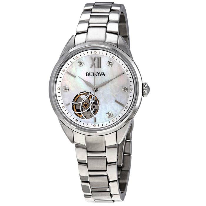 Bulova Women's Diamond Silver Dial Watch - 96P181