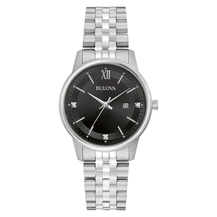 Bulova Women's Classic Black Dial Watch - 96P226