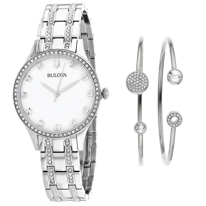 Bulova Women's Swarovski Silver Dial Watch - 96X145