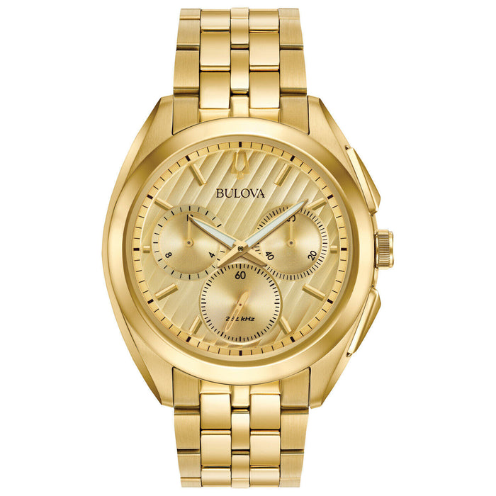 Bulova Men's Curv Gold Dial Watch - 97A125