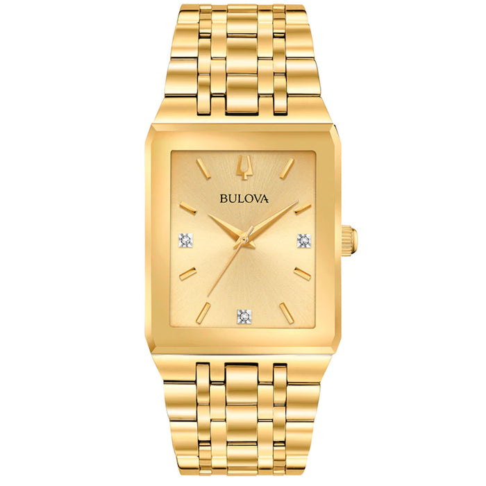 Bulova Women's Quadra Gold Dial Watch - 97D120