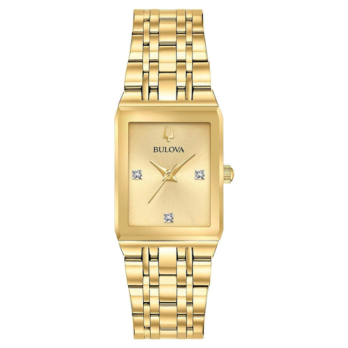 Bulova Women's Quadra Gold Dial Watch - 97P140