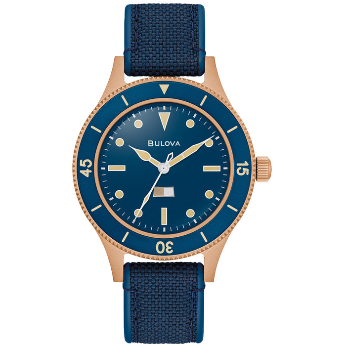 Bulova Men's Archive Series MIL SHIPS 150th Anniversary Special Edition Blue Dial Watch - 98A325