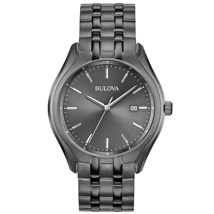 Bulova Men's Ion-Plated Gray Dial Watch - 98B288