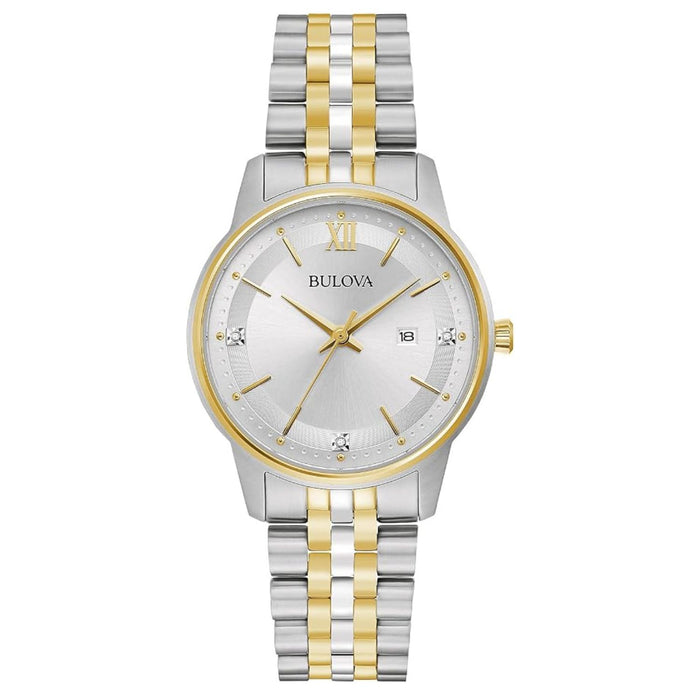 Bulova Women's Classic Gold and white Dial Watch - 98P197