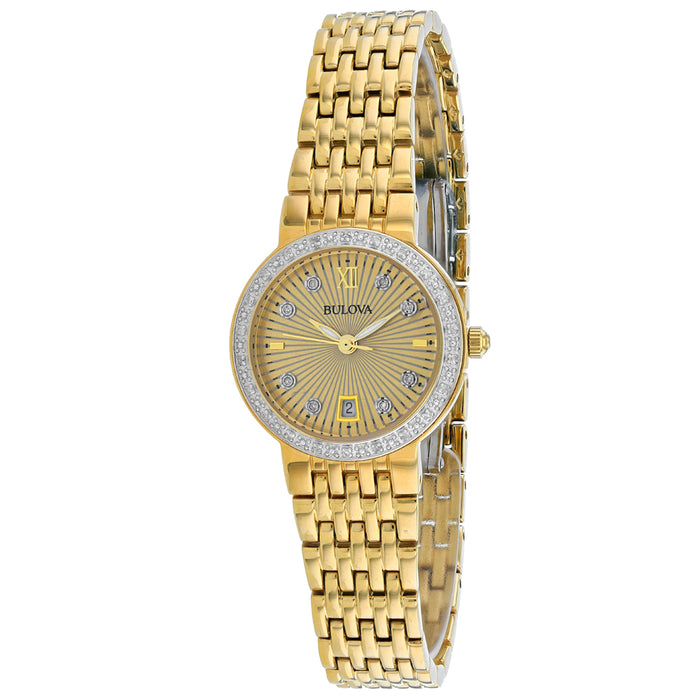 Bulova Women's Gold Dial Watch - 98R212