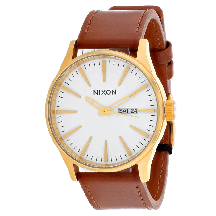 Nixon Men's Sentry Leather White Watch - A105-2621