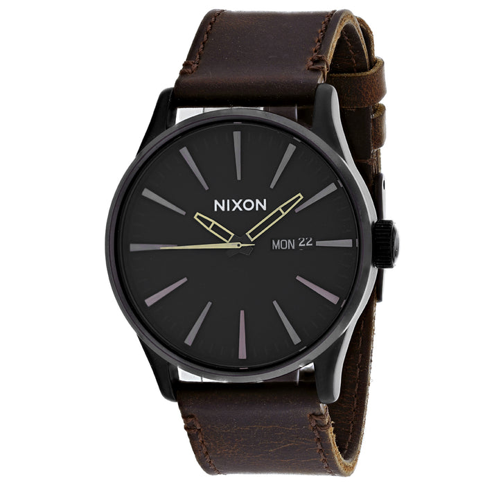 Nixon Men's Sentry Leather Grey Watch - A105-2786