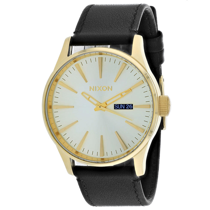 Nixon Men's Sentry Leather Gold Watch - A105-510