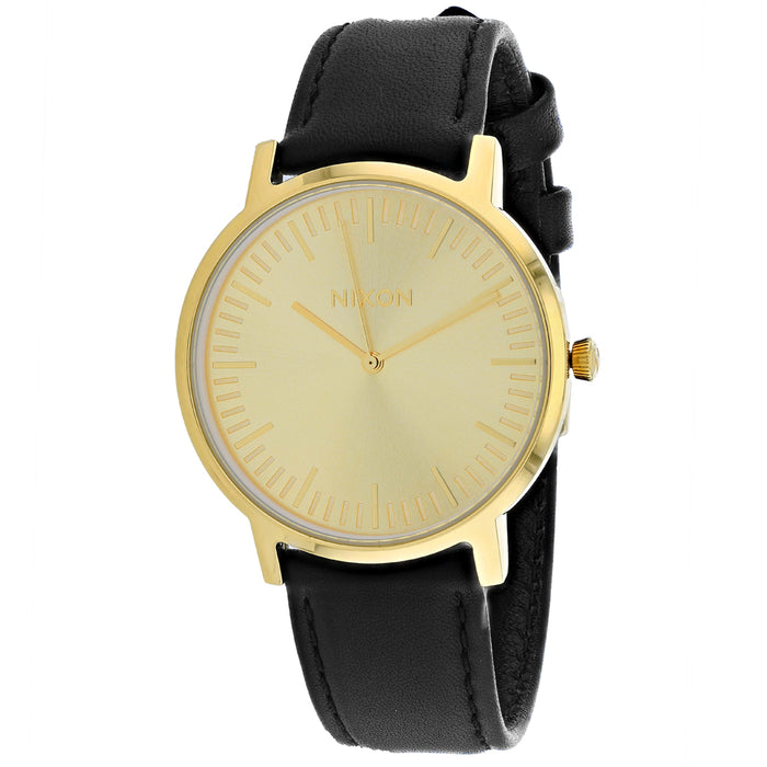 Nixon Men's Porter Leather Gold Watch - A1058-510