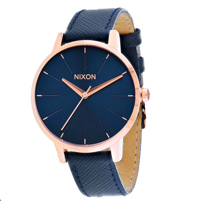 Nixon Women's Kensington Leather Blue Dial Watch - A108-2195