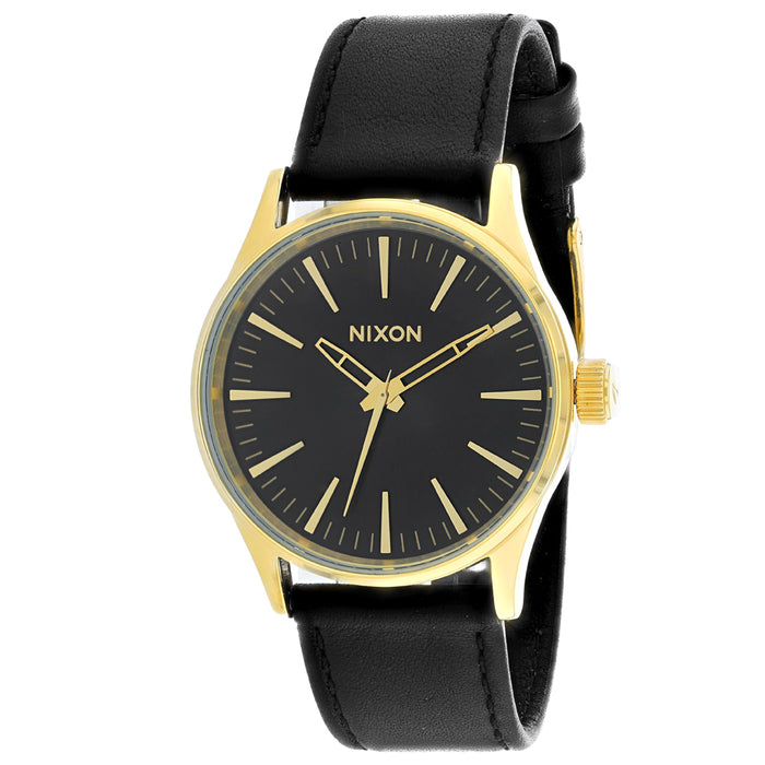 Nixon Men's Sentry 38 Leather Black Watch - A377-1604