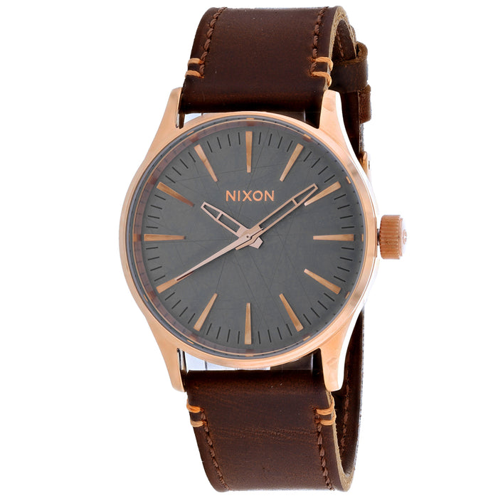 Nixon Men's Sentry 38 Leather Grey Watch - A377-2001