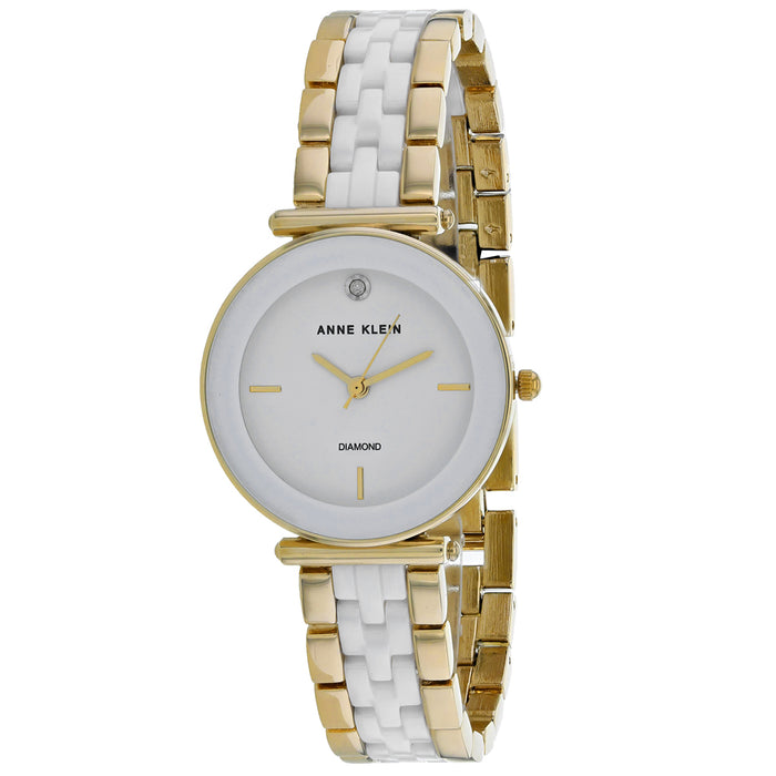 Anne Klein Women's Genuine Diamond White Dial Watch - AK-3158WTGB