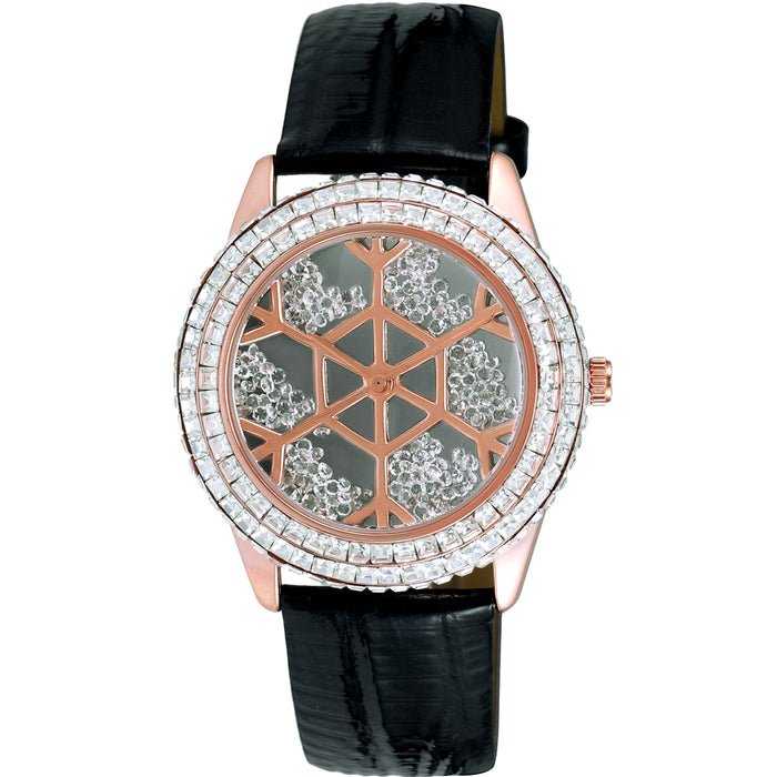 Adee Kaye Women's �Snowflakes� Rose Gold Dial Watch - AK2115-LRG