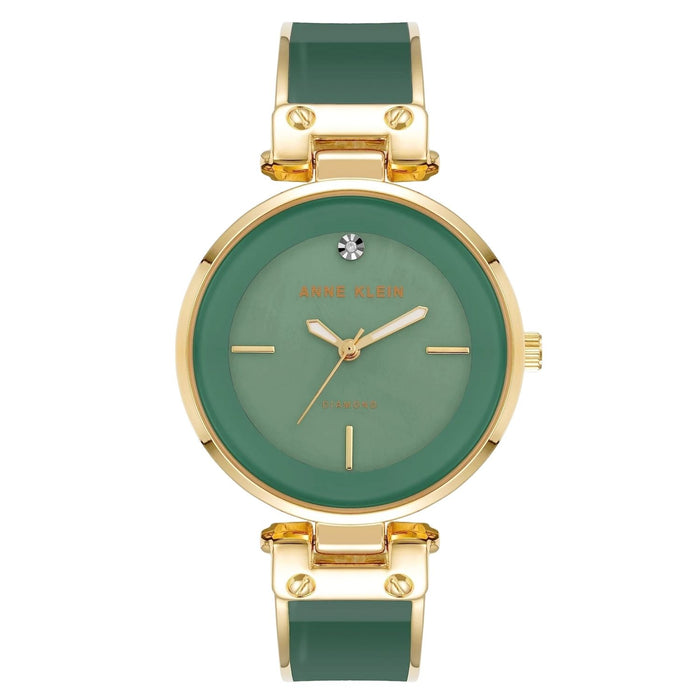 Anne Klein Women's Accented Green Dial Watch - AK/1414GNGB