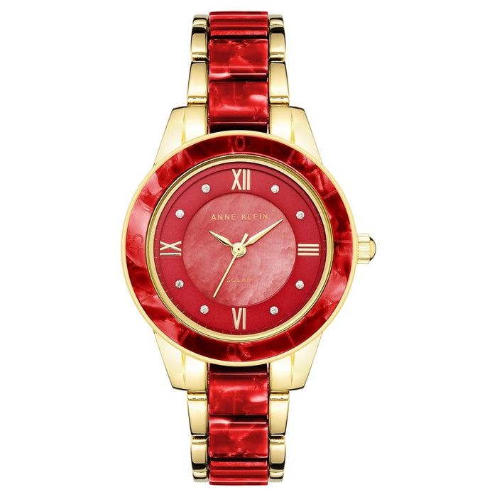 Anne Klein Women's Solar Red Dial Watch - AK/3610GPRD