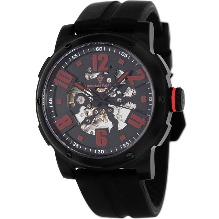 Christian Van Sant Men's Skeleton Black Skeleton Dial Watch - CV6133