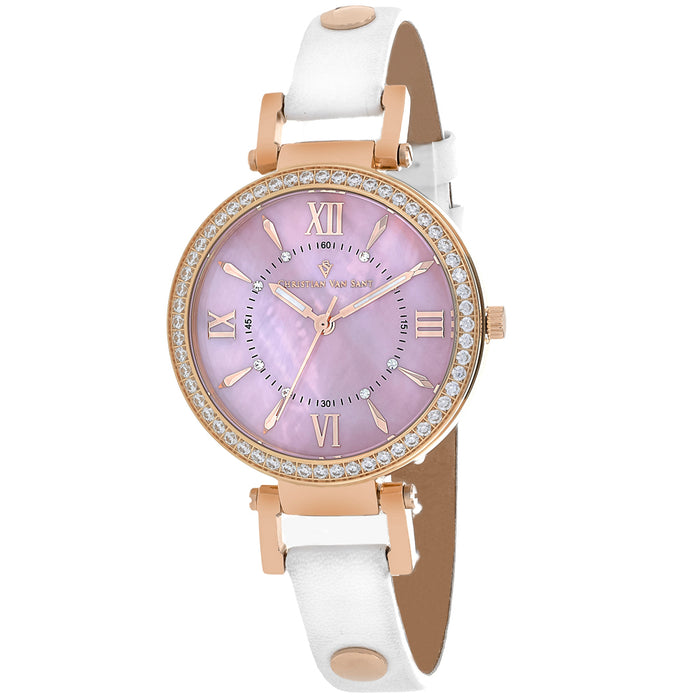 Christian Van Sant Women's Petite Pink MOP Dial Watch - CV8133