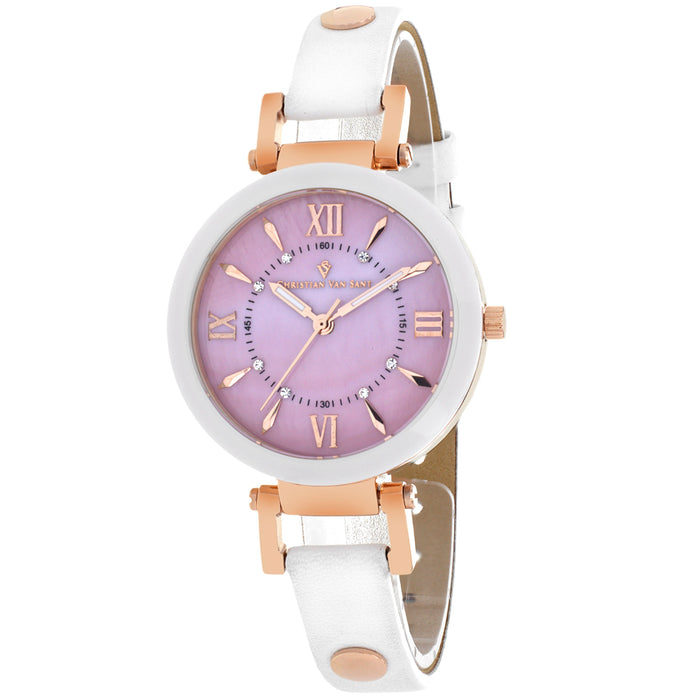 Christian Van Sant Women's Petite Pink MOP Dial Watch - CV8164