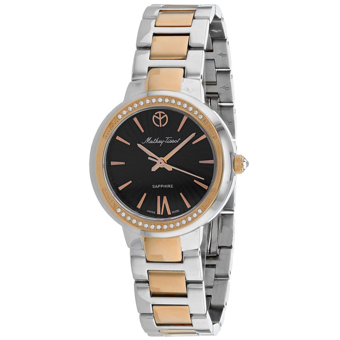 Mathey Tissot Women's Lucrezia Crystal Black Dial Watch - D3082RN
