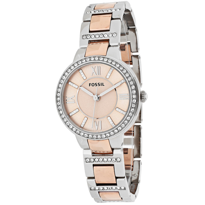 Fossil Women's Virginia Rose Gold Dial Watch - ES3405