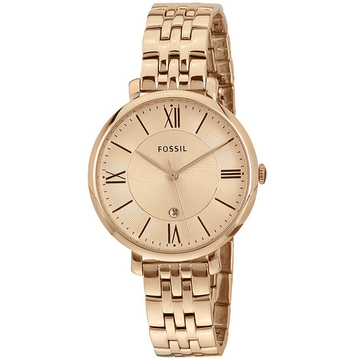 Fossil Women's Jacqueline Rose Gold Dial Watch - ES3435