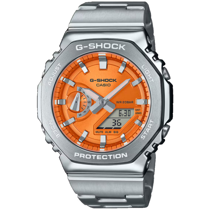 Casio Men's G-Shock G-Steel 2100 Series Orange Dial Watch - GM2110D-4A