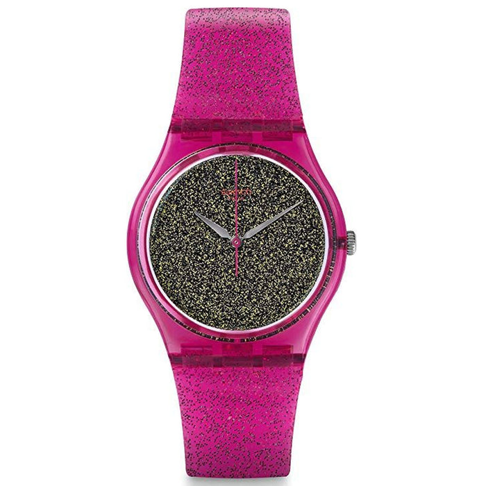 Swatch Women's Nuit Rose Black Dial Watch - GP149