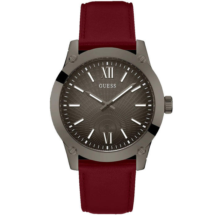 Guess Men's Dress Analog Burgundy Gunmetal Gunmetal Dial Watch - GW0628G4