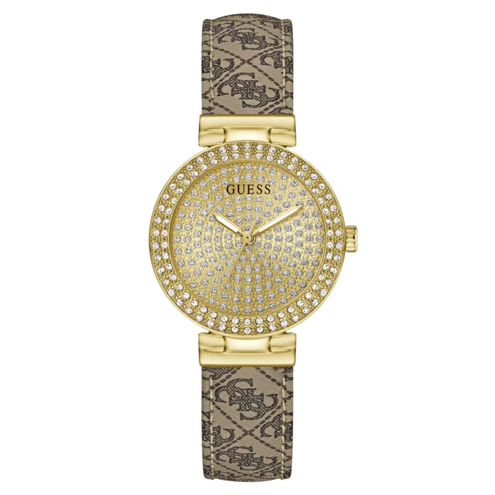Guess Women's Glitz Plaque Gold Dial Watch - GW0943L2