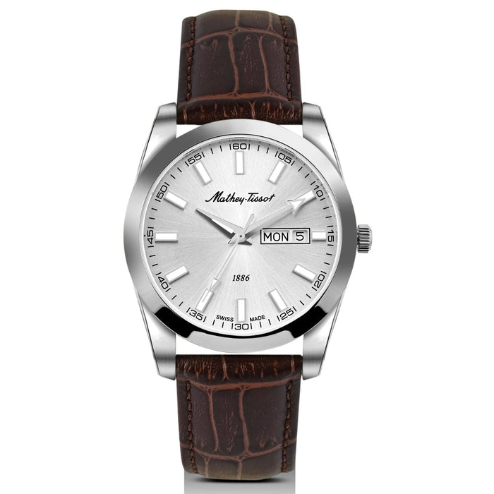 Mathey-Tissot Men's Mathy I Day-Date Silver Dial Watch - H453ALS