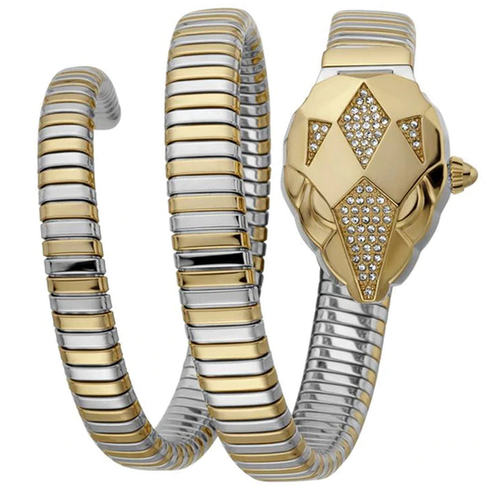 Just Cavalli Women's Glam Chic Snake Silver Dial Watch - JC1L073M0045