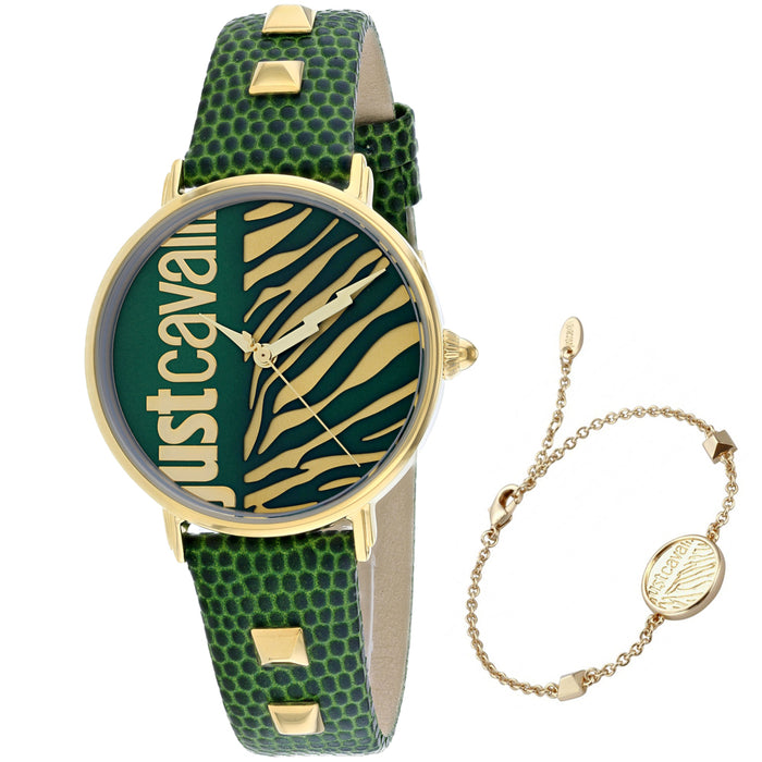 Just Cavalli Women's Zebra Green Dial Watch - JC1L077L0035